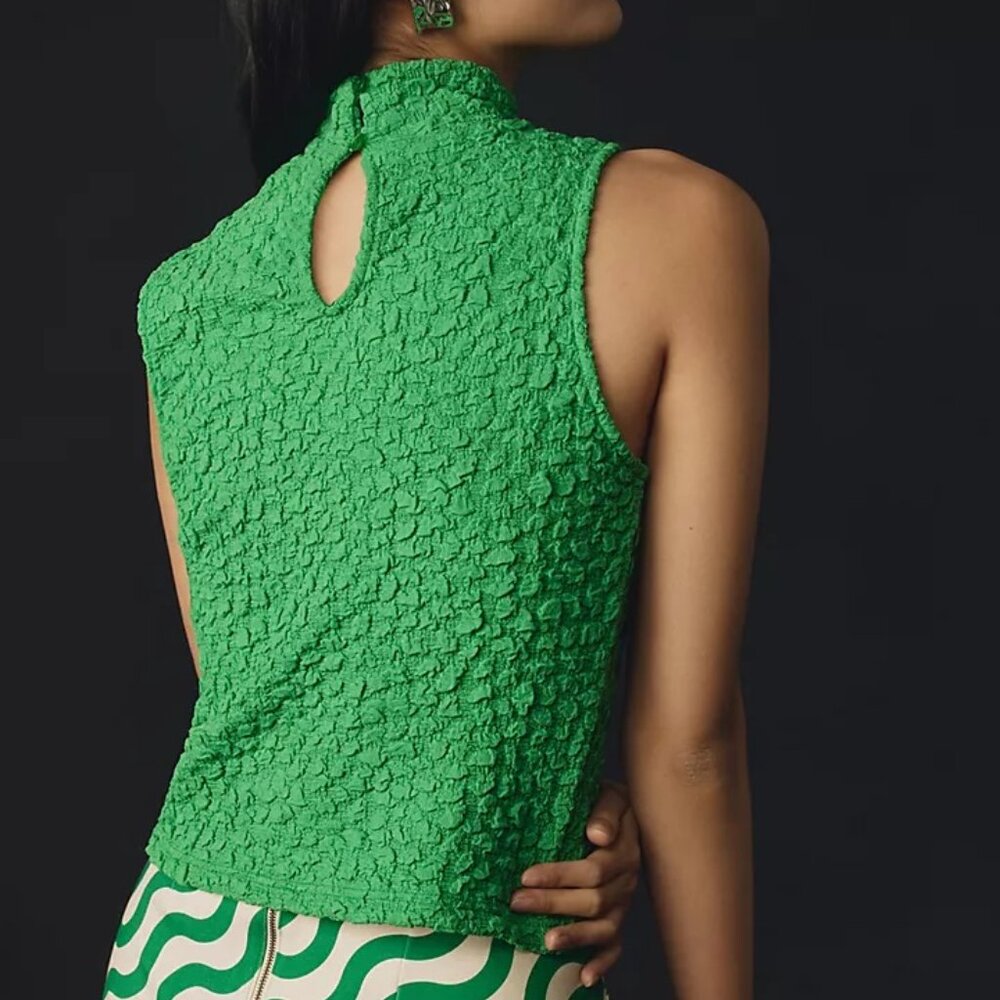 ANTHROPOLOGIE: NWOT Green Mock Neck Tank - Picture 2 of 6